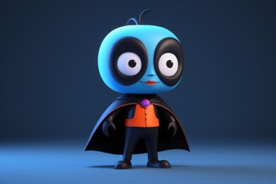 一个卡通人物穿着斗篷特写图片