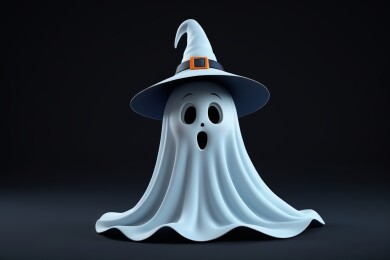 一个戴着帽子和斗篷的鬼魂特写图片