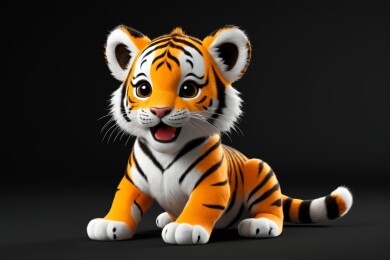 地上一只毛绒老虎张着嘴在地上图片