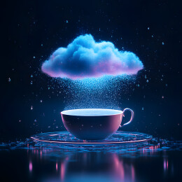 彩色云彩下梦幻咖啡杯