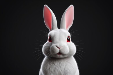红眼睛黑色背景的兔图片