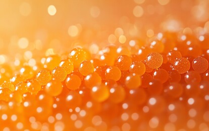 密集的橙黄色鱼子颗粒