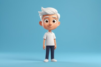 一个白发和白衬衫的男人的卡通人物图片