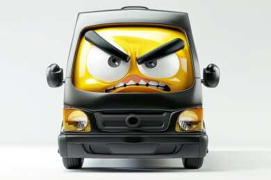 一个路怒症表情开车