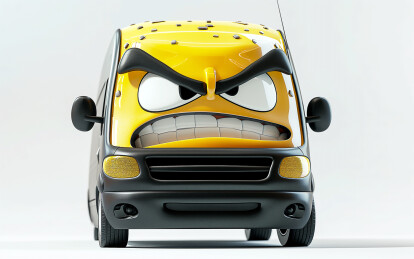 一个路怒症表情开车