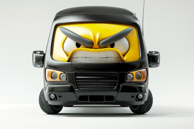 一个路怒症表情开车