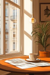 清晨餐桌上的报纸