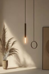 墙上金属圈与简约装饰的现代居家氛围