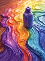 画布上流淌的斑斓颜料