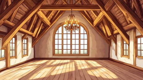 阁楼木梁下的复古吊灯