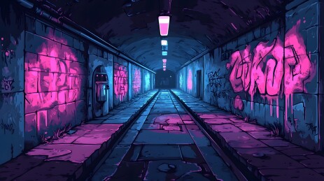 地下艺术空间中的复古涂鸦创作