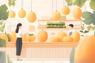 水果超市中飘散的哈密瓜香甜气息