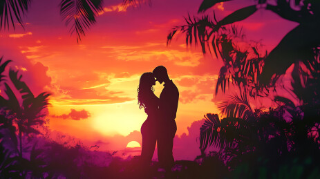 夜晚手牵手情侣