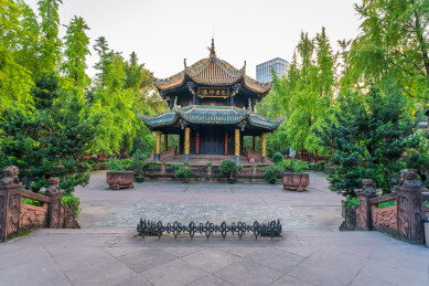 成都青羊宫白昼日落黄昏城市风光