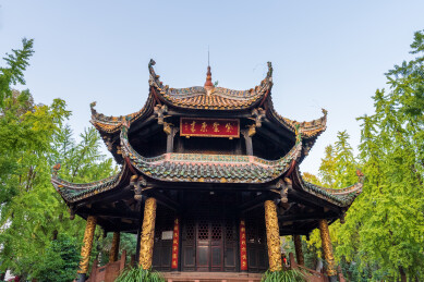成都青羊宫白昼日落黄昏城市风光