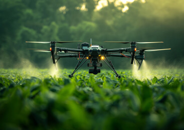 无人机正在喷洒农药