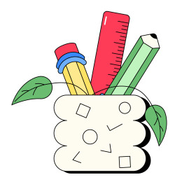 扁平风学习用具笔筒