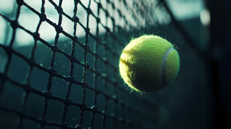 网球撞击网瞬间的动感瞬间