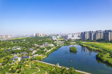 成都三圣花乡三圣乡幸福梅林白昼航拍