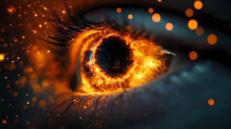 人类眼睛与火焰般的光芒