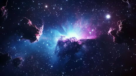 深空星云中的紫蓝光辉