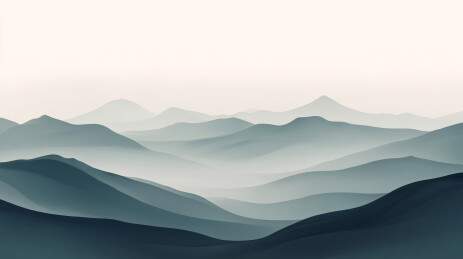 水墨青黛山峦