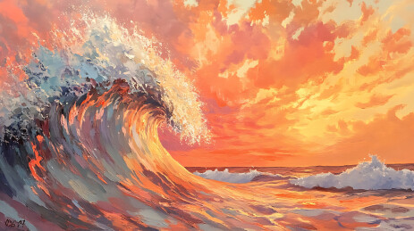海浪拍打码头，喷起水花