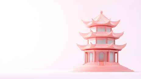 粉色多层亭子的景观