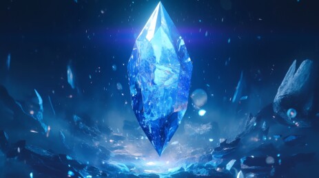 深蓝色背景的蓝色水晶簇