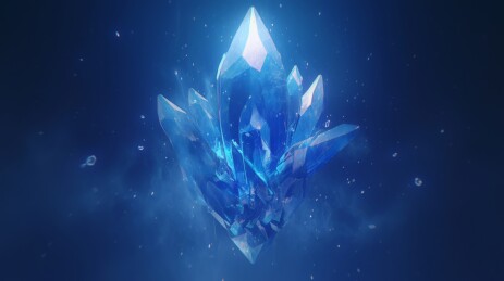 深蓝色背景的蓝色水晶簇