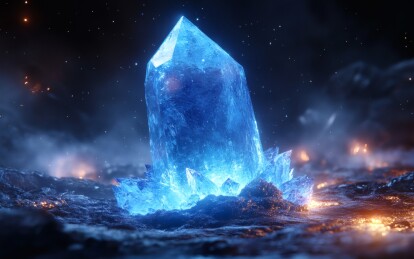 深蓝色背景的蓝色水晶簇