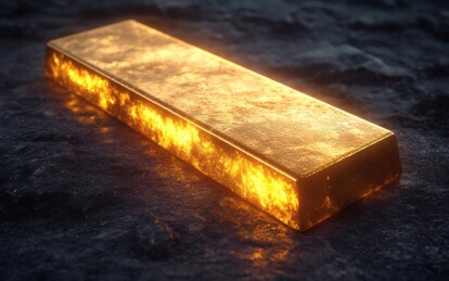 黑色背景下的金色金条