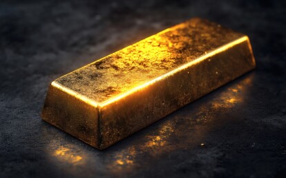 黑色背景下的金色金条