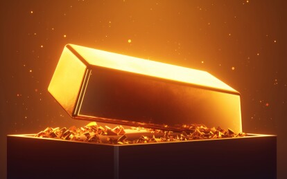 黑色背景下的金色金条