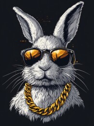 戴墨镜金链的潮酷白兔