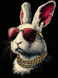 戴墨镜金链的潮酷白兔