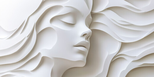 剪纸风格的女性面孔