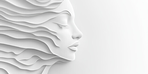 剪纸风格的女性面孔