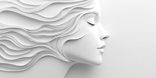 剪纸风格的女性面孔