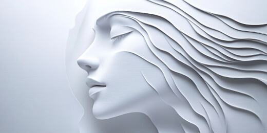 剪纸风格的女性面孔