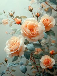 奶白墙面立体玫瑰