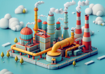 彩色的3D卡通厂房