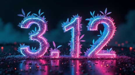 3D立体霓虹312植树节创意文字