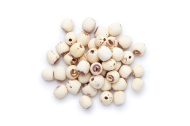 一堆白莲子，俯视图