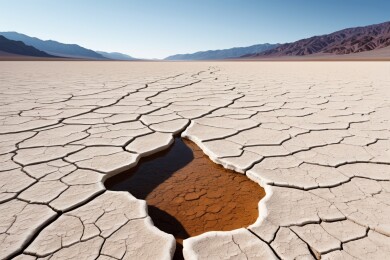 沙漠景观地面中央一个洞