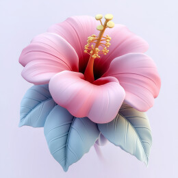芙蓉花立体插画
