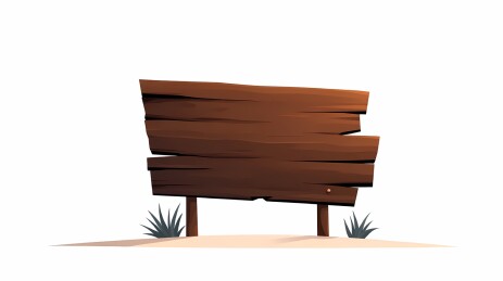 棕色木质指示牌立于沙地