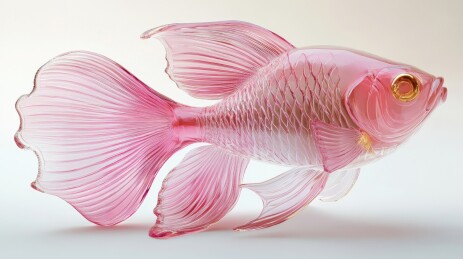 通透粉红金鱼艺术品