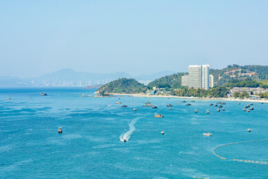 广东省惠州市巽寮湾海1月冬季海岸线风景