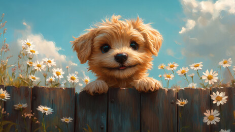 萌宠狗狗田园风光照